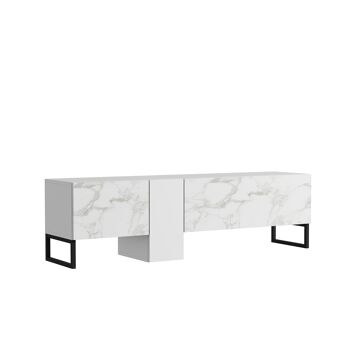Meuble bas TV blanc avec pieds en métal (aspect en partie marbre) 9062 5