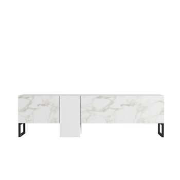 Meuble bas TV blanc avec pieds en métal (aspect en partie marbre) 9062 6