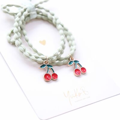 Hair ties and bracelet for children - CHERRIES