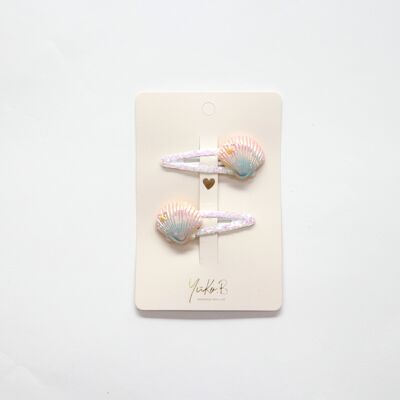 Hair barrettes for children, Duo 2 pieces - SEASHELLS