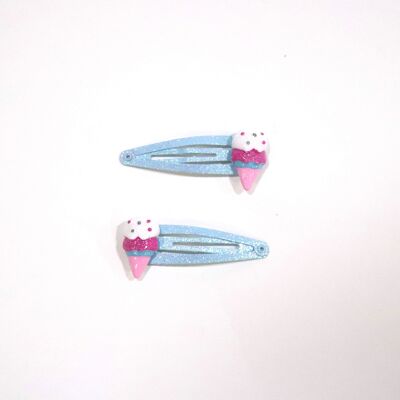 Hair barrettes for children, Duo 2 pieces - ICE CREAM