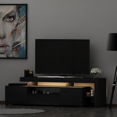Mueble TV negro con iluminación LED 9055