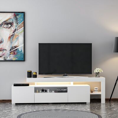 Mueble TV blanco con iluminación LED 9048