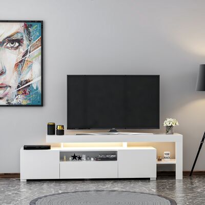 TV lowboard white with LED lighting 9048