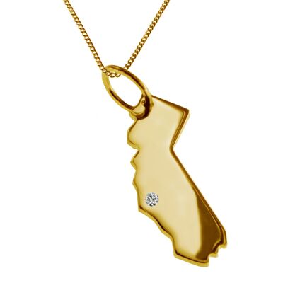 50cm necklace + California pendant with a diamond 0.015ct at your desired location in solid 585 yellow gold