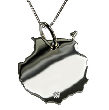 Collier de 50 cm + pendentif Gran Canaria avec un diamant de 0,015 ct à l'endroit de votre choix en argent 925