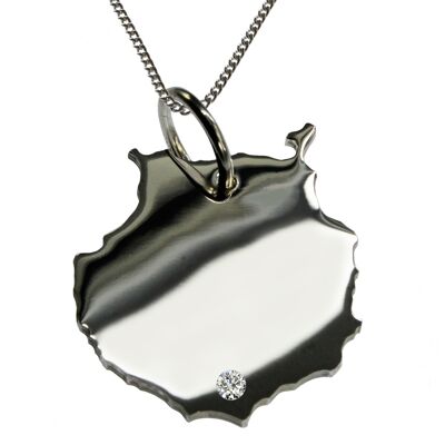 50cm Halskette + Gran Canaria Anhänger mit einem Brillant 0,015ct an Ihrem Wunschort in 925 Silber