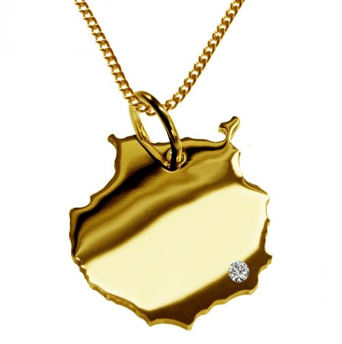 50cm Halskette + Gran Canaria Anhänger mit einem Brillant 0,015ct an Ihrem Wunschort in massiv 585 Gelbgold