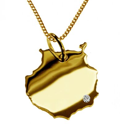 Collier de 50 cm + pendentif Gran Canaria avec un diamant de 0,015 ct à l'endroit de votre choix en or jaune massif 585