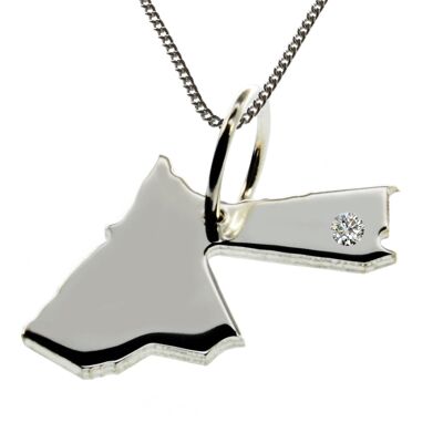 50cm necklace + Jordan pendant with a diamond 0.015ct at your desired location in 925 silver