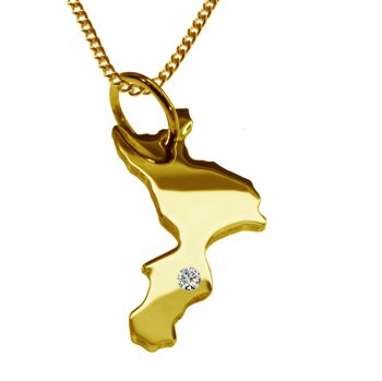 Collier de 50 cm + pendentif Calabria avec un diamant de 0,015 ct à l'endroit de votre choix en or jaune massif 585