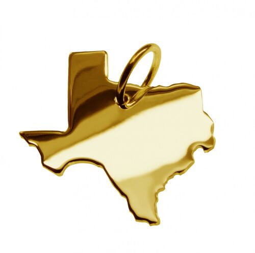 Kettenanhänger in der Form von der Landkarte Texas in massiv 585 Gelbgold