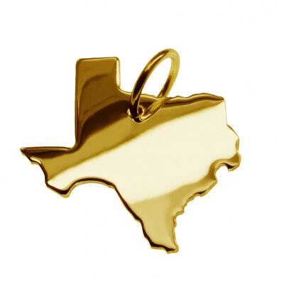 Pendentif en forme de carte du Texas en or jaune massif 585