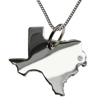 Collar de 50 cm + colgante de Texas con un diamante de 0.015 ct en la ubicación deseada en plata 925
