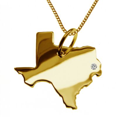 50cm necklace + Texas pendant with a 0.015ct diamond at your desired location in solid 585 yellow gold