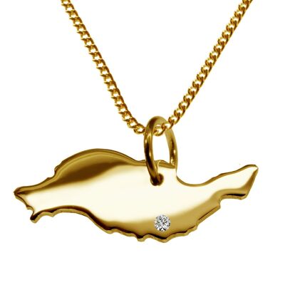 50cm necklace + Lanzarote pendant with a 0.015ct diamond at your desired location in solid 585 yellow gold