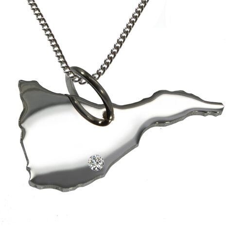 50cm Halskette + Teneriffa Anhänger mit einem Brillant 0,015ct an Ihrem Wunschort in 925 Silber