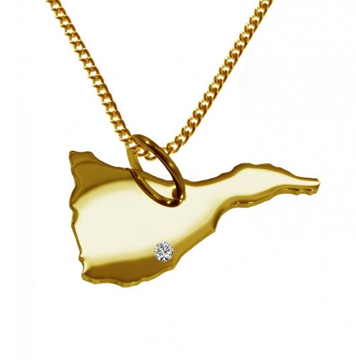50cm Halskette + Teneriffa Anhänger mit einem Brillant 0,015ct an Ihrem Wunschort in massiv 585 Gelbgold