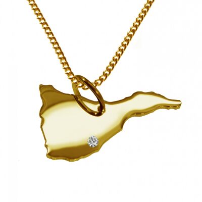Collar de 50 cm + colgante Tenerife con un diamante de 0.015 ct en la ubicación deseada en oro amarillo sólido 585