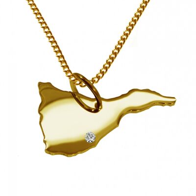 Collier de 50 cm + pendentif Tenerife avec un diamant de 0,015 ct à l'emplacement de votre choix en or jaune massif 585