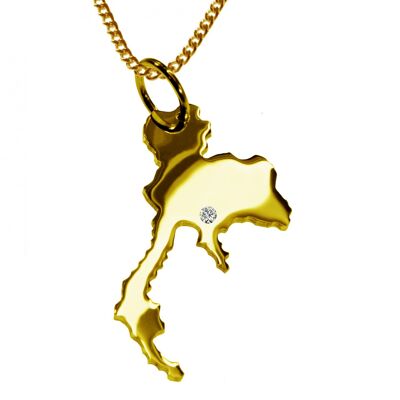 Collier de 50 cm + pendentif Thaïlande avec un diamant de 0,015 ct à l'emplacement de votre choix en or jaune massif 585