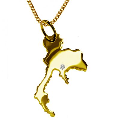 50cm necklace + Thailand pendant with a diamond 0.015ct at your desired location in solid 585 yellow gold