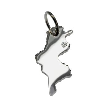 Pendentif Tunisie avec un diamant 0.015ct à l'endroit souhaité en argent massif 925