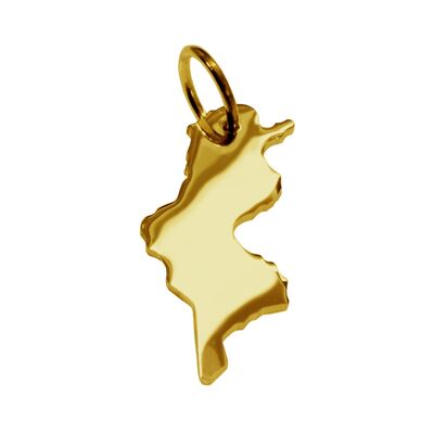 Pendant in the shape of the map of Tunisia in solid 585 yellow gold
