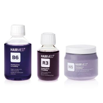 B6 R3 N5 - Traitement capillaire reconstructeur : shampoing eudermique, fluide reconstructeur et masque essentiel 550 ml