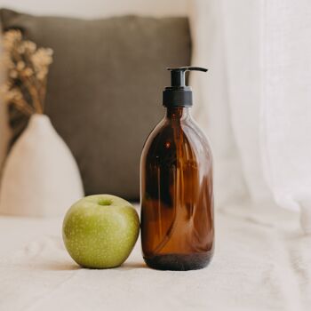 Flacon distributeur de savon noir strié verre ambré recyclé - 300ml / 500ml / 1L - Burette 3