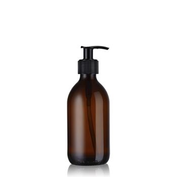 Flacon distributeur de savon noir strié verre ambré recyclé - 300ml / 500ml / 1L - Burette 6