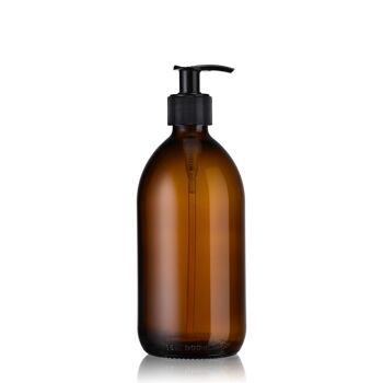 Flacon distributeur de savon noir strié verre ambré recyclé - 300ml / 500ml / 1L - Burette 7