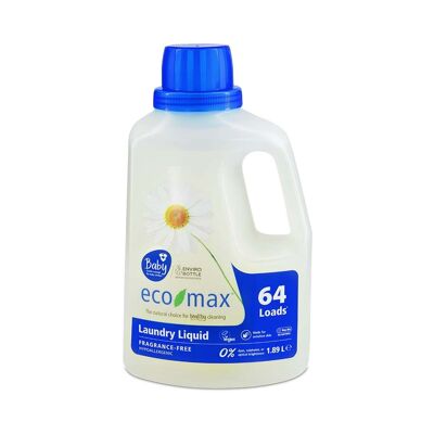 Eco-Max Laundry Liquid | FRAGRANCE FREE BABY | 1.89L/ 64W