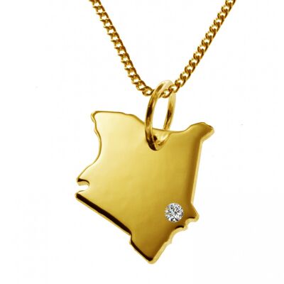 50cm necklace + Kenya pendant with a 0.015ct diamond at your desired location in solid 585 yellow gold