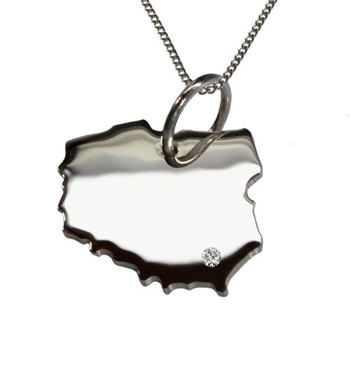 50cm Halskette + Polen Anhänger mit einem Brillant 0,015ct an Ihrem Wunschort in 925 Silber