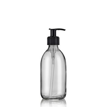 Flacon distributeur de savon noir strié verre blanc recyclé - 300ml / 500ml / 1L - Burette 5