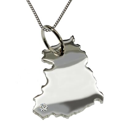 50cm necklace + DDR pendant with a diamond 0.015ct at your desired location in 925 silver