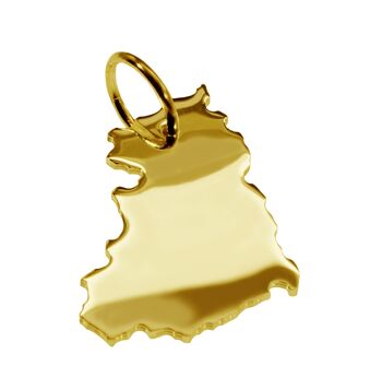 Pendentif en forme de carte de la RDA en or jaune massif 585
