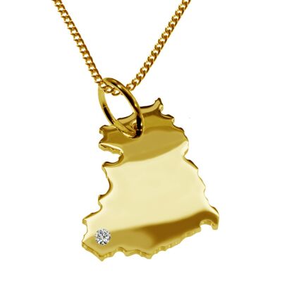 Collar de 50 cm + colgante RDA con un diamante de 0.015 ct en la ubicación deseada en oro amarillo sólido 585