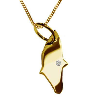 Collier de 50 cm + pendentif Rhodes avec un diamant de 0,015 ct à l'emplacement de votre choix en or jaune massif 585