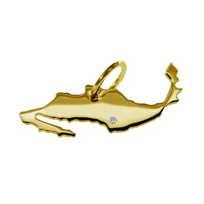 Pendentif en forme de carte du Mexique avec un diamant de 0,015 ct à l'emplacement de votre choix en or jaune massif 585