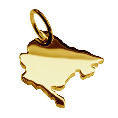 Pendant in the shape of the map of Montenegro in solid 585 yellow gold
