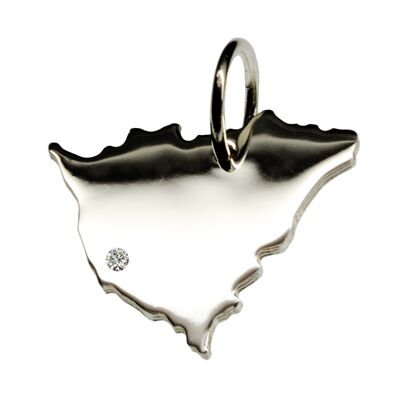 Nicaragua pendant with a diamond 0.015ct at your desired location in solid 925 silver