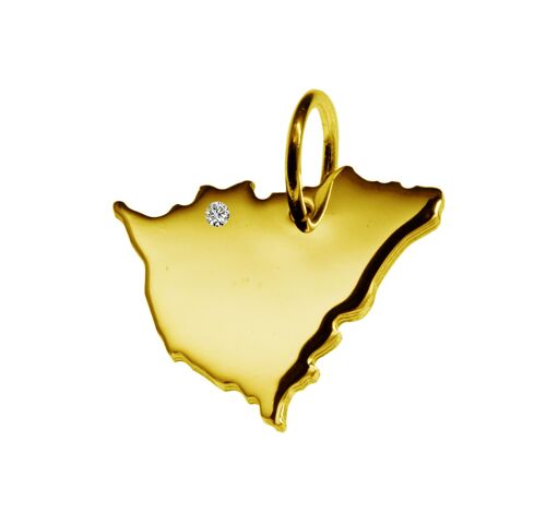 Kettenanhänger in der Form von der Landkarte Nicaragua mit Brillant 0,015ct an Ihrem Wunschort in massiv 585 Gelbgold
