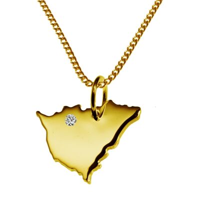Collana da 50 cm + ciondolo Nicaragua con un diamante da 0,015 ct nella posizione desiderata in oro giallo massiccio 585