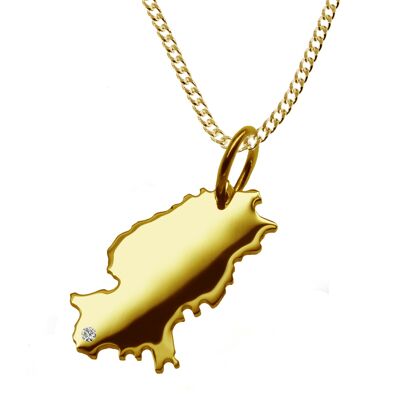 Collier de 50 cm + pendentif Ibiza avec un diamant de 0,015 ct à l'emplacement de votre choix en or jaune massif 585