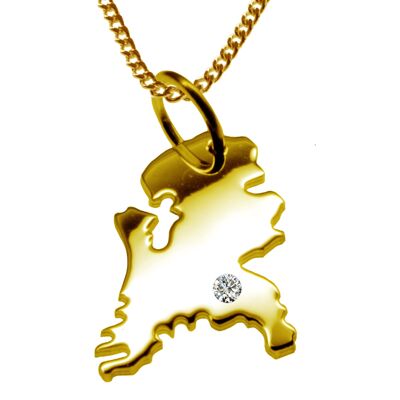 Collar de 50 cm + colgante Holland con un diamante de 0.015 ct en la ubicación deseada en oro amarillo sólido 585