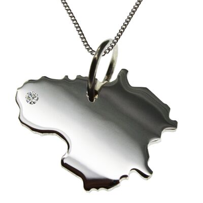 50cm Halskette + Litauen Anhänger mit einem Brillant 0,015ct an Ihrem Wunschort in 925 Silber