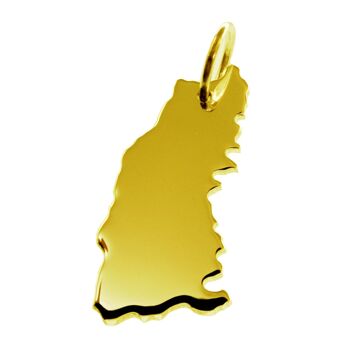 Pendentif en forme de carte de la Forêt Noire en or jaune 333 massif