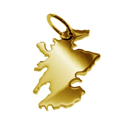 Pendant in the shape of the map of Scotland in solid 333 yellow gold